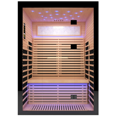Luxury Double Far Infrared Sauna Room with Epoxy Heating Plates - Black / Natural