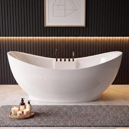 Serenova 71-Inch Double-End Oval Acrylic Freestanding Whirlpool Tub With Air Bubble Jets (SAK18954)