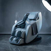 Blue Faux Leather Zero Gravity Recliner 3D Programmable Massage Chair — Studio Shot