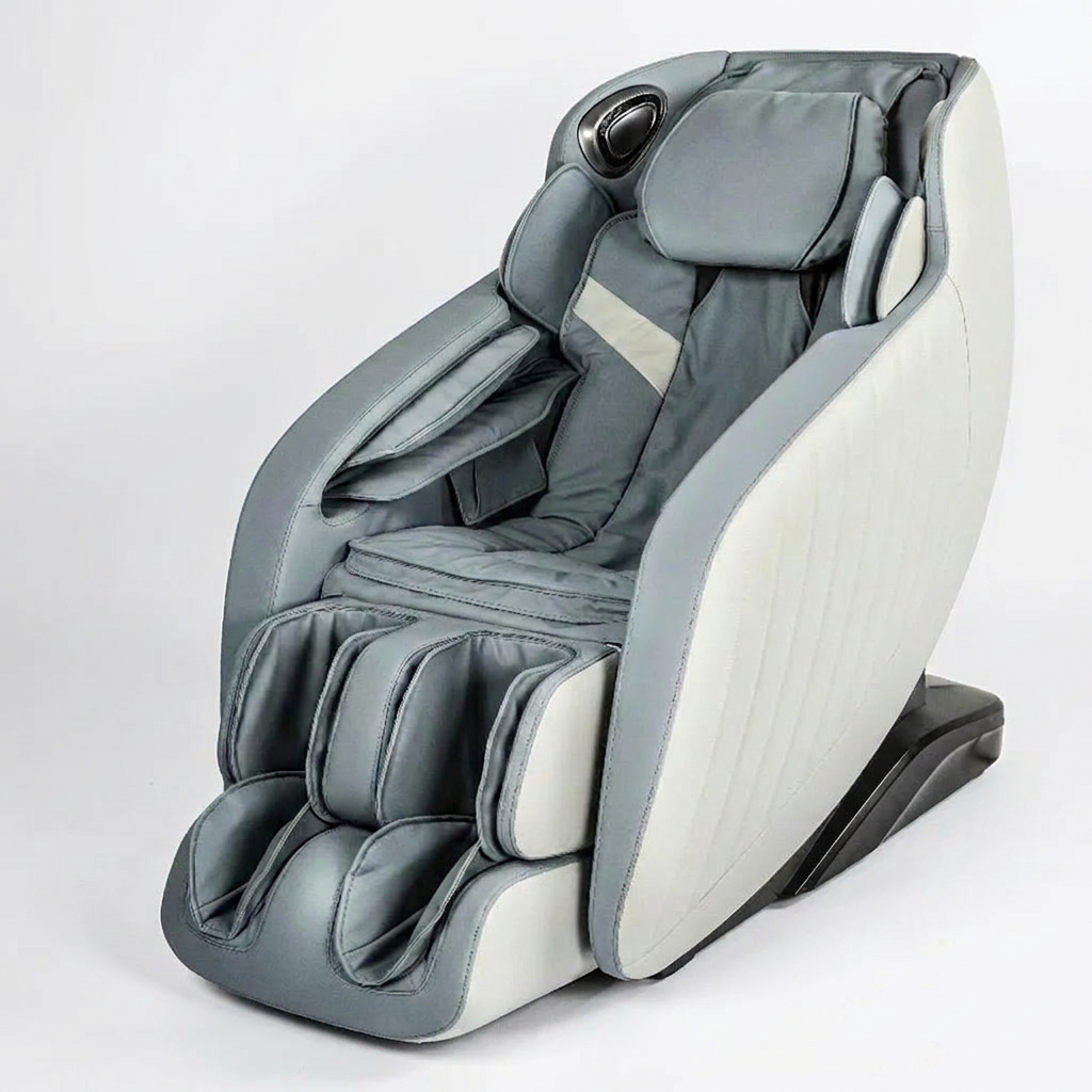 Blue Faux Leather Zero Gravity Recliner 3D Programmable Massage Chair — Studio Shot