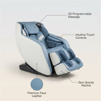 Blue Faux Leather Zero Gravity Recliner 3D Programmable Massage Chair — infographic