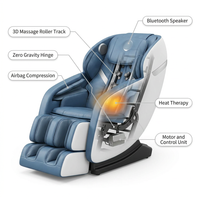 Blue Faux Leather Zero Gravity Recliner 3D Programmable Massage Chair — How It Works
