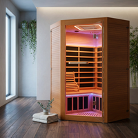 Multifunctional 2-3 Person Infrared Sauna for Home, 2180W Indoor Sauna with 7-Color LED Ambient Light, Red Light Feature, Oxygen Bar, Dual Bluetooth Speakers, 360° Surround Heating — Studio Shot