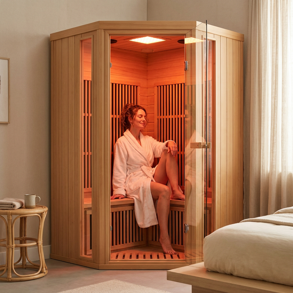 Infrared Sauna Designed for Home Wellness, 2180W 360° Heating, Hemlock Wood, LED Ambient Lighting, Oxygen Bar
